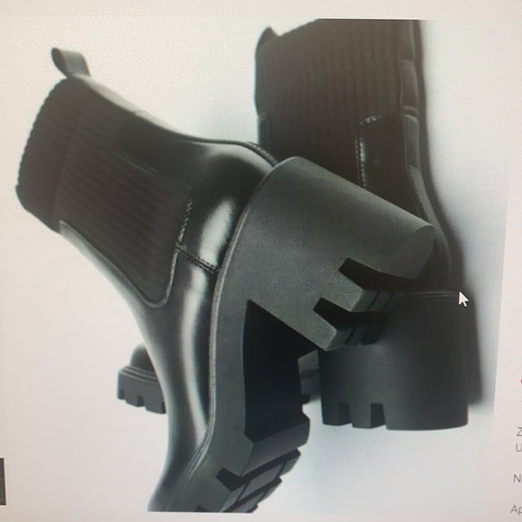 Zara Heeled Track Sole Sock Boots Black Sz 9 - Picture 2 of 7